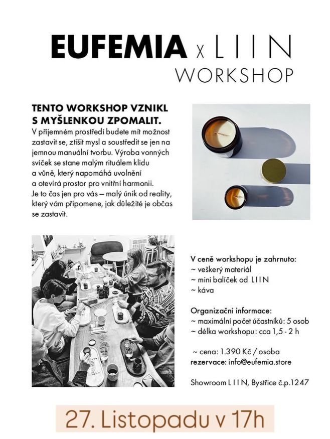 27. Listopadu v 17h Vás srdečně zveme do našeho ateliéru L I I N v Bystřici nad Olší, kde si v pohodové vánoční atmosféře...